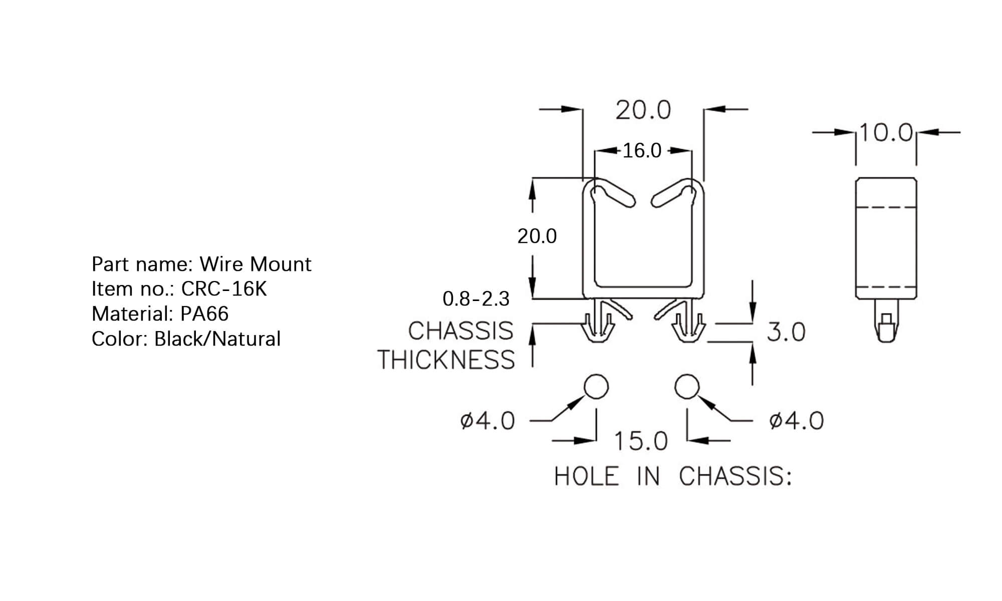 Plastic Wire Mount CRC-16K